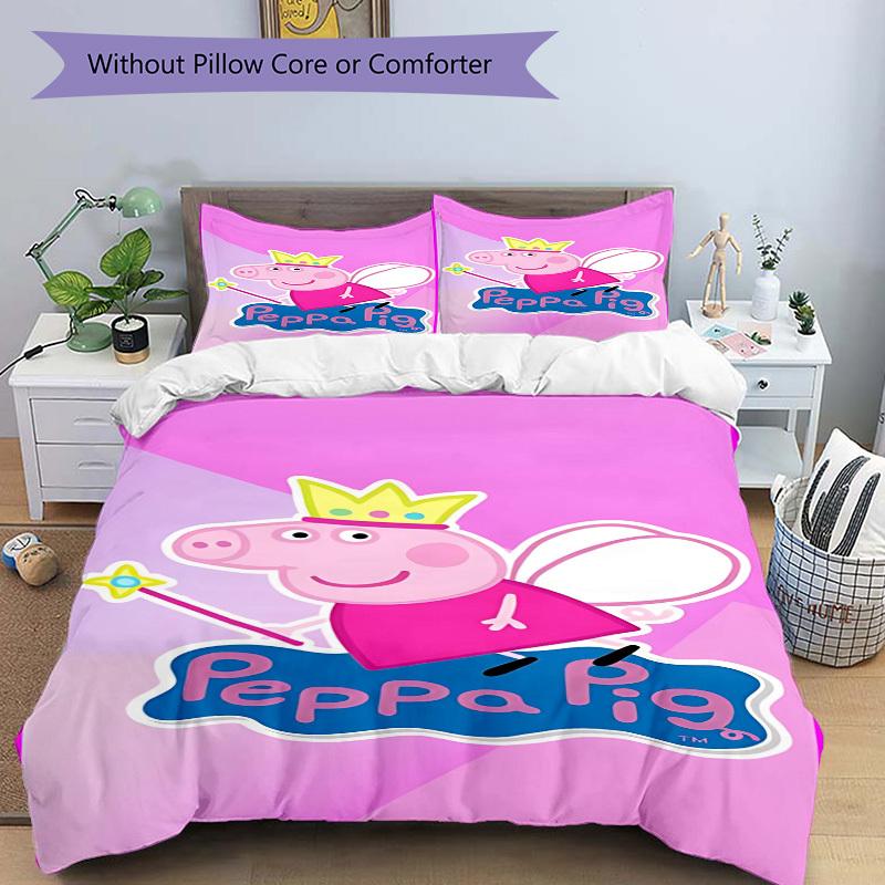3pcs Peppa Pig Duvet Cover Set -  Includes 1 Duvet Cover and 1/2 Pillowcases (No Insert) yy251107179