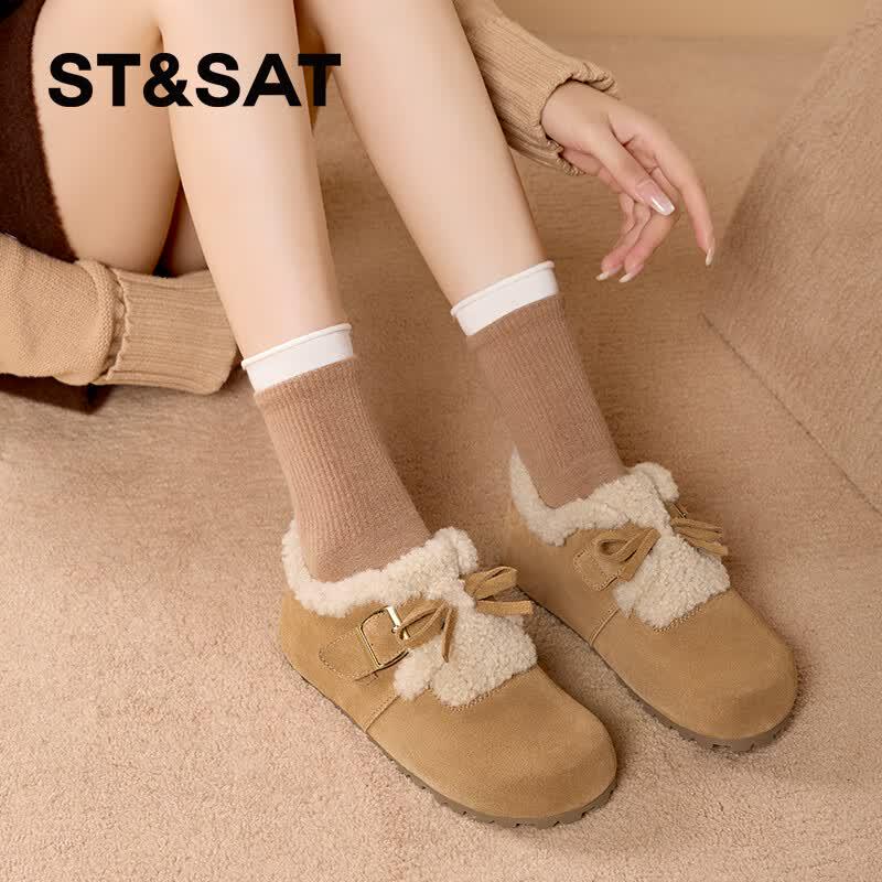 Women s Retro Plush-Lined Flat Casual Loafers 37