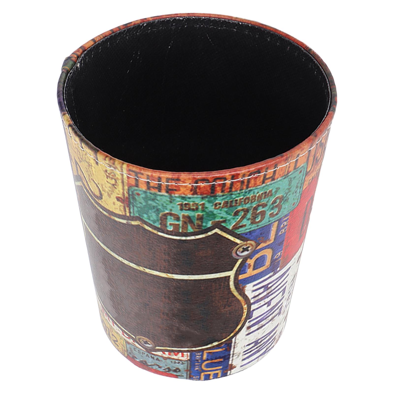 Мини Мусорное Ведро из Искусственной Кожи Винтажный Узор Настольное Мусорное Ведро для Массажного Кабинета Гостиной