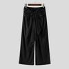 INCERUN Autumn Winter Men Twisted Ruffled Waist Solid Color Casual Corduroy Long Pants