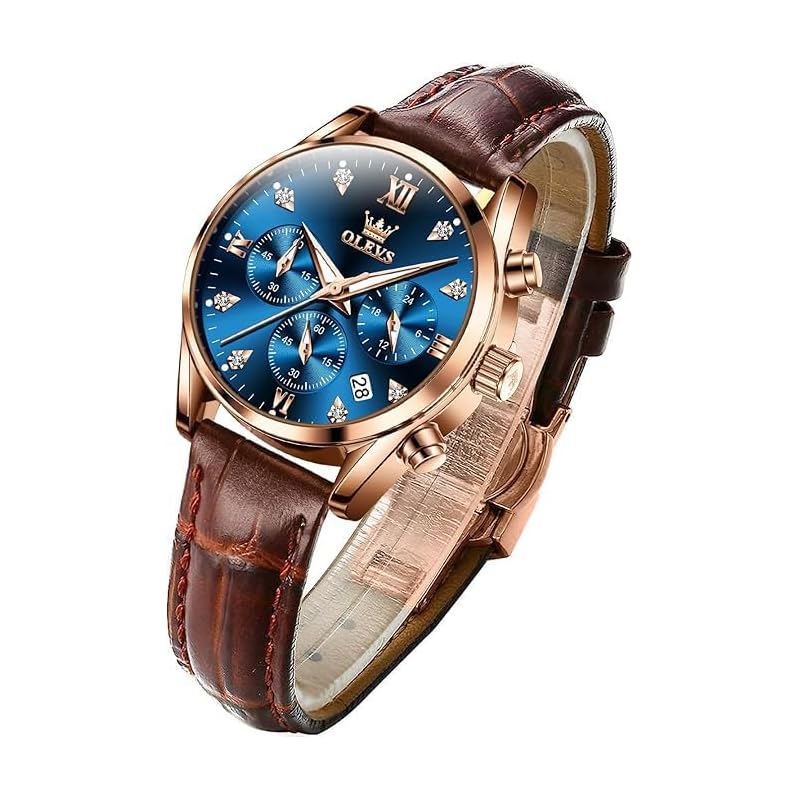 

OLEVS watches ladies leather belt Japanese quartz diamond dial night light Easy to see 30M waterproof Popularity Fashionable business women presents
