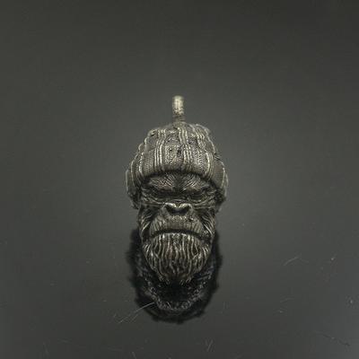 Woolen Hat Gorilla Head Sculpture Brass Knife Beads Animal Orangutan EDC DIY Woven Paracord Lanyard Charms Pendants Accessories