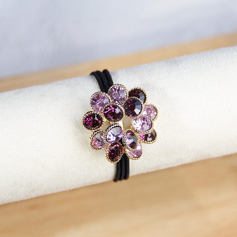 Korean Fashion Rhinestone Elastic Hair Rubber Bands For Girls Tie Hair Ring Rope Scrunchie Office Accessories Ponytail Headdress