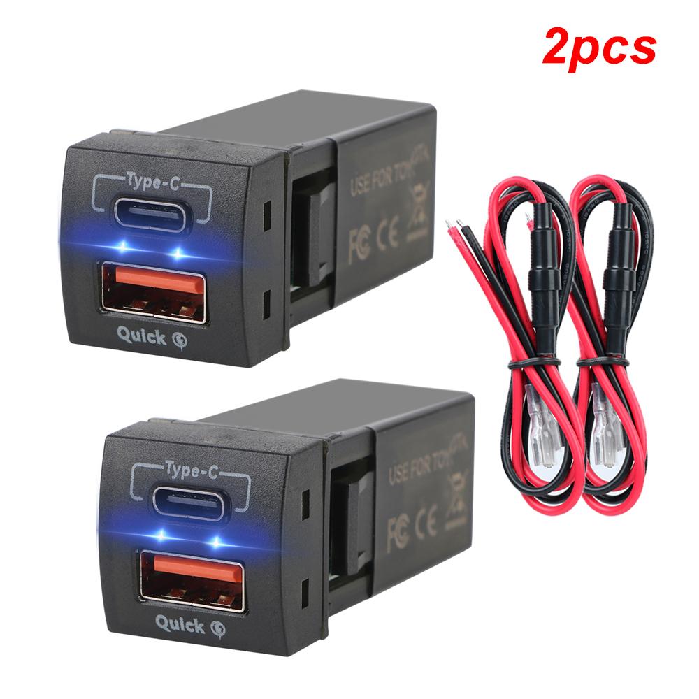 For Toyota 24V 12V Car Power Socket 2 Ports Type-C USB Chargers QC 3.0 Interior Adapter Automobile Truck Accessories Auto Socket