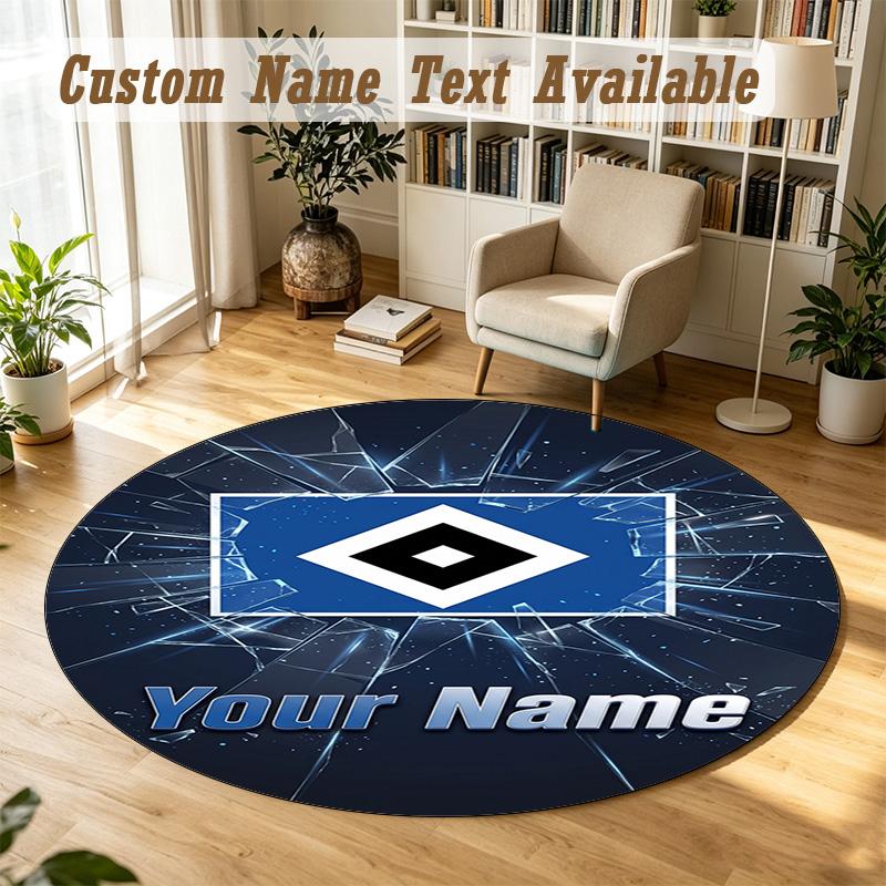 Runder Teppich Benutzerdefinierter Name Hamburger SV Muster Rutschfester Teppich Hausbodendekor