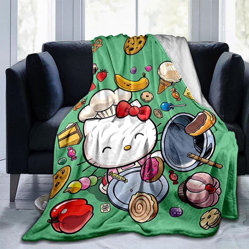 1pc Hello Kitty's Sweet Adventure Blanket,Living Room, Travel, Camping, Car Blankets, Beach, Office Naps, Seasonal Universal Cartoon Throw Blanket for