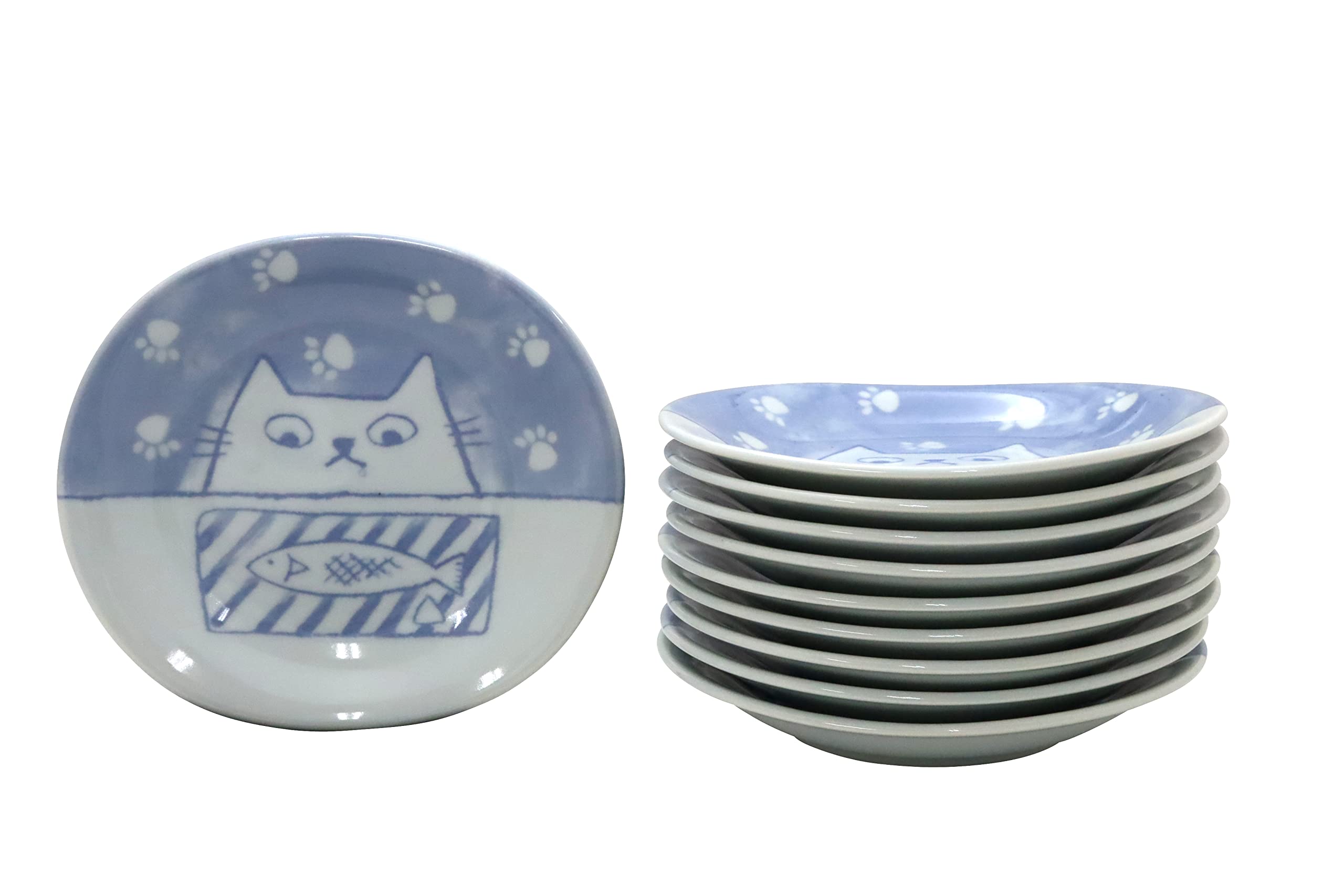 

New [Amazon.co.jp Exclusive] [Commercial Set] I Love Cats After All (Cat Plates) Neko-Maruke Tabetaina CA5.0 Oval Plates, 10 Plates