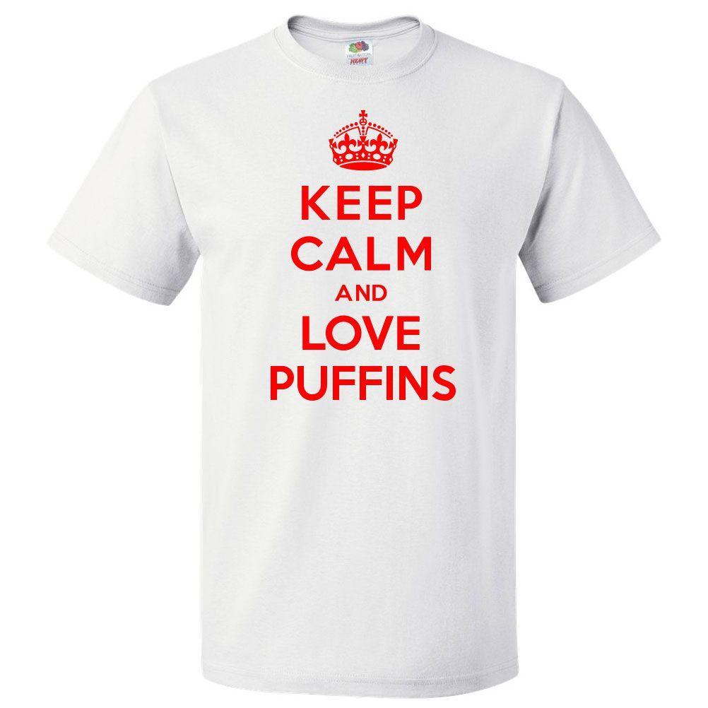 Camiseta Keep Calm and Love Puffins Camiseta DivertidaSe abre en una nueva ventana o pestaña M