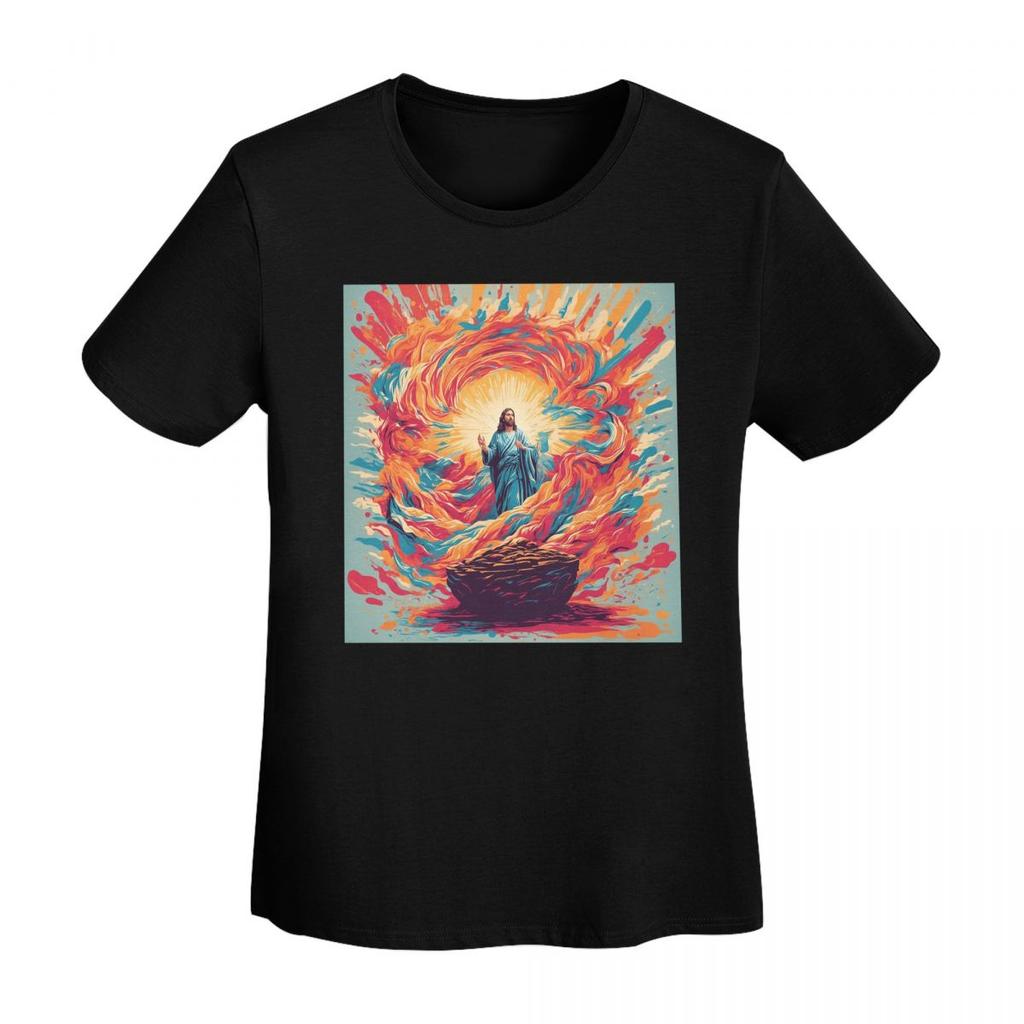 Wiedererweckter Jesus Jesus Biblische Referenzen T-Shirt Damen Kurzarm T-Shirts Rundhals Kleidung Baumwolle T-Shirts Streetwear