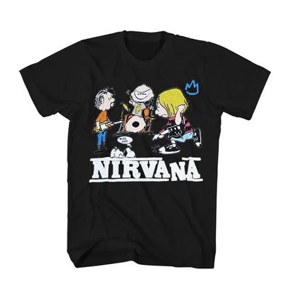 Seltenes Sommer 2026 Neues Design Nirvana Band Original Handgezeichnete Illustration Rock Amerikanisch Lässig Herren Damen Kurzarm T-Shirt