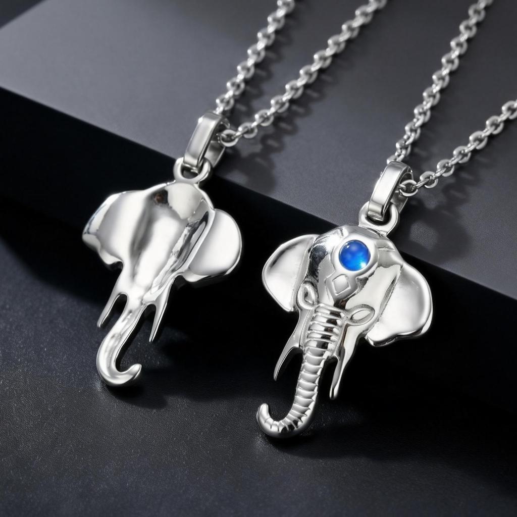 Fashion Unique Design Elephant Pendants Necklace Silver Color Stainless Steel Charm Necklace for Men Punk Chic Jewelry Gifts
