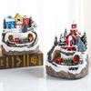 Funny Resin Christmas Village Houses Santa Claus Snow View New Year Micro Landscape LED Light Craft New Year Decor Desktop Decor