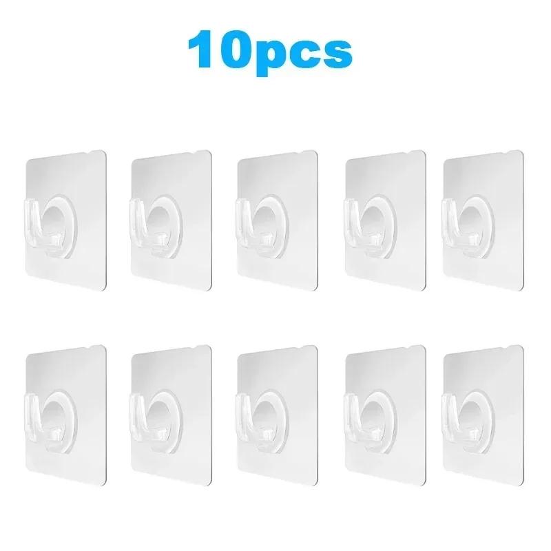 Transparent Hook Transparent Door Wall Hook Heavy Load Rack Kitchen Bathroom Towel Key Rack Sticky Hook for The Drill-Free Wall