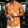 Men's Casual Hawaiian Print Outdoor Sports Tank Top Sleeveless Round Neck Summer Beachwear Gym Workout Shirt