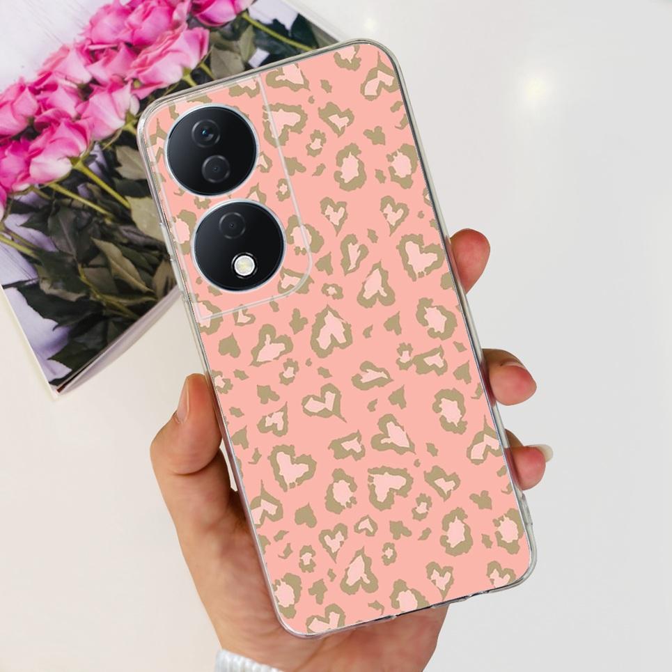 For Cover Honor X7b 5G Case For Honor X8B 4G Love Heart Women Fashion Luxury Pattern Housing Etui Huawei HonorX8b Soft Clear TPU