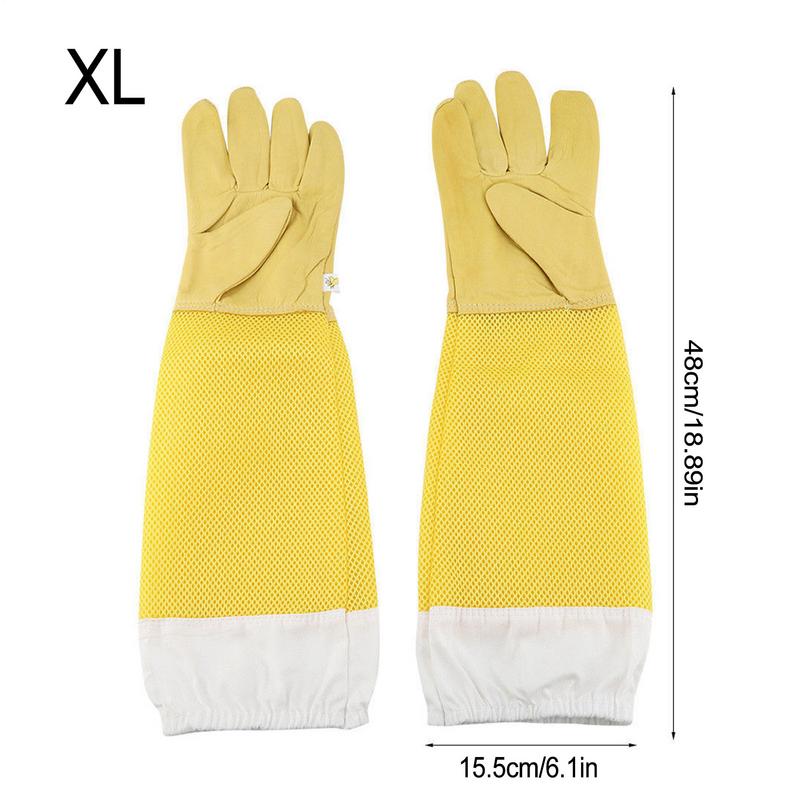 1 Pair Breathable Beekeeping Gloves Long Sleeves Protective Gloves Durable Beekeeper Gloves Safety Protection Breathable Mesh