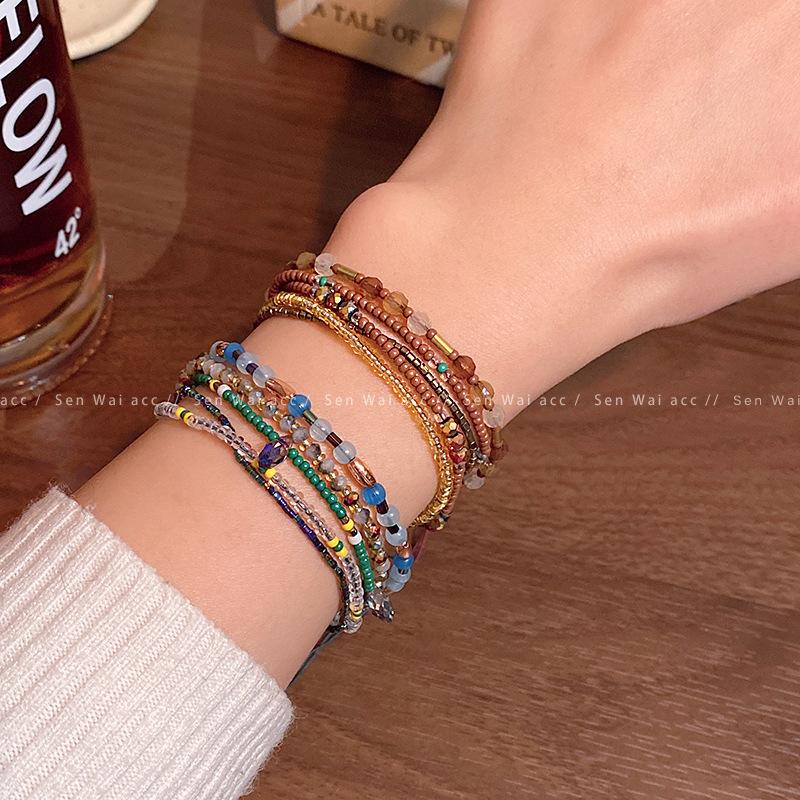 Bohemian Color Multi-layer Beaded Bracelet Women's Bracelet Famous Style Adjustable Hand Jewelry