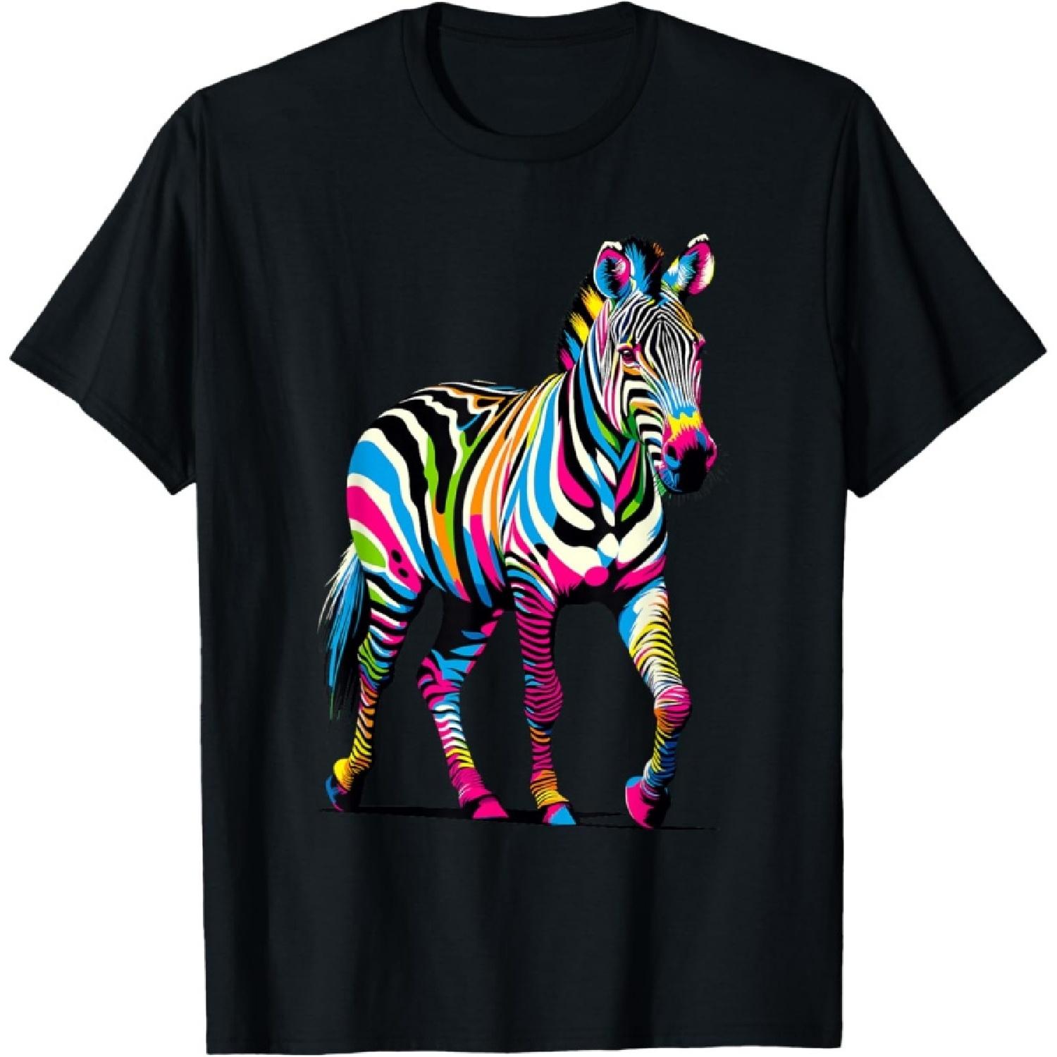 Colorful Pop Art Zebra Zebras T-Shirt S чёрный