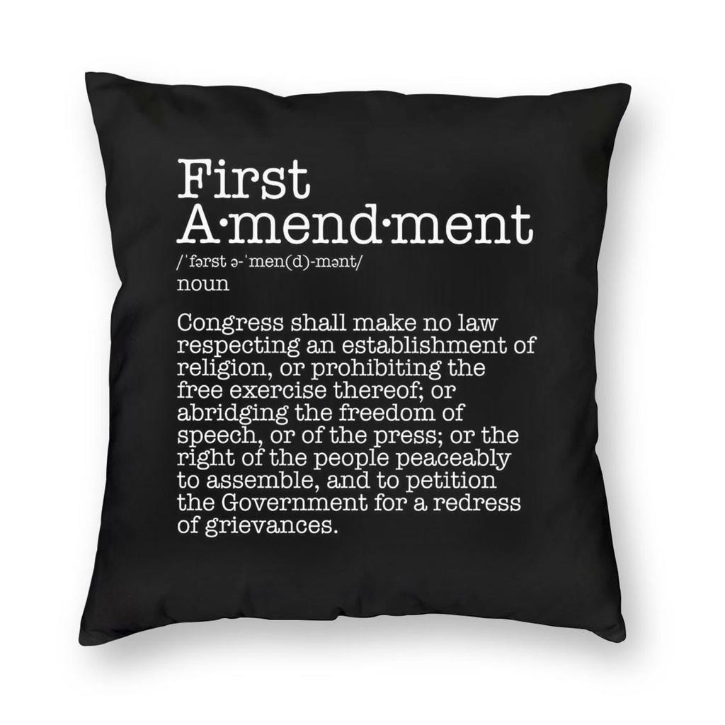 First Amendment Constitution Free Speech Square Pillowcase Polyester Linen Velvet Printed Zip Decorative Pillow Case Car Case