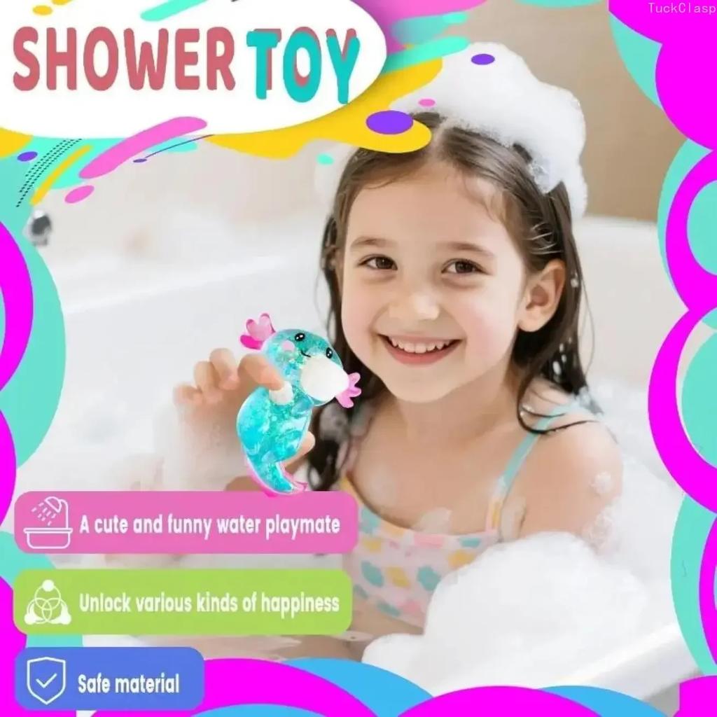 4Pcs Glitter Axolotl Squishy Toys, Cute Malt Sugar Texture, Soft Stress Relief Fidgets for Kids & Adults