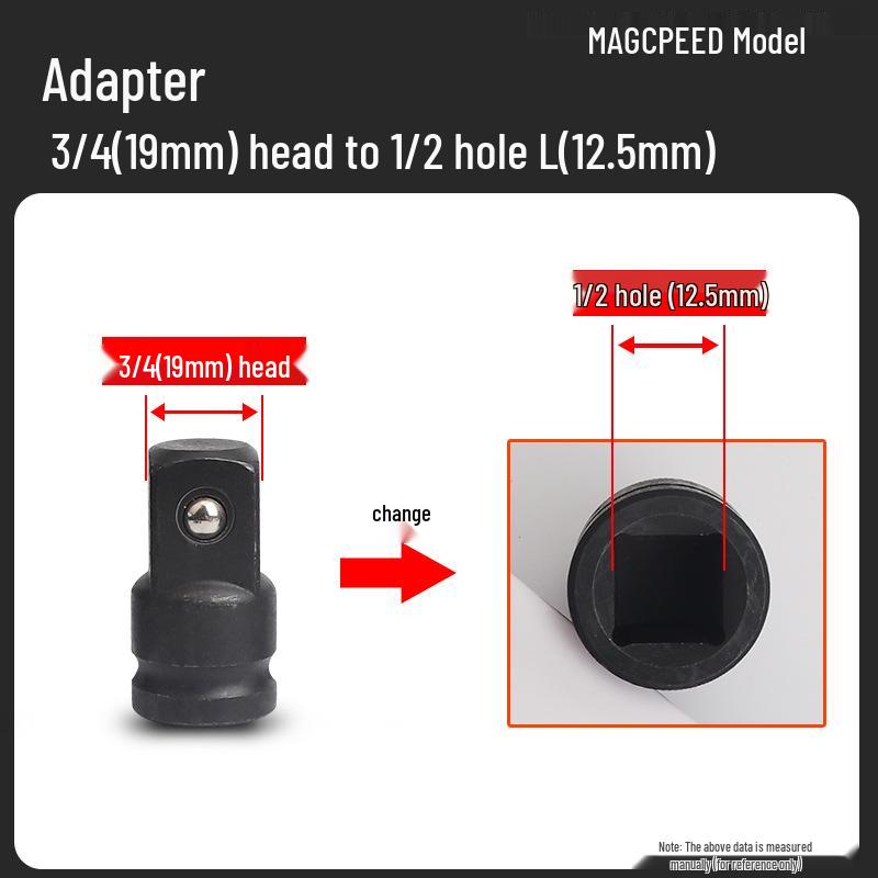 Austauschbarer pneumatischer Schlagschrauber mit Steckkopf und Reduzieradapter, passend für Größen 1/4, 3/8, 1/2 (Klein, Mittel, Groß).