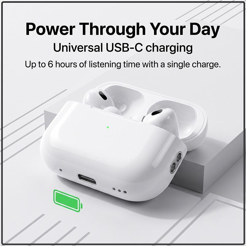 2. Generation AirPods Pro Apple Bluetooth-Kopfhörer USB-C Schnellladung 30 Stunden Wiedergabezeit Enthalten Fortschrittliche Geräuschunterdrückung Stereo Immersiver Klang Ohrhörer