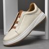Casual foot cover first layer cowhide board shoes men's free shoelaces business leisure one pedal