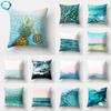 45X45Cm Summer Blue Ocean Beach Printed Polyester Cushion Cover For Home Living Room Sofa Decoration Pillow Cover