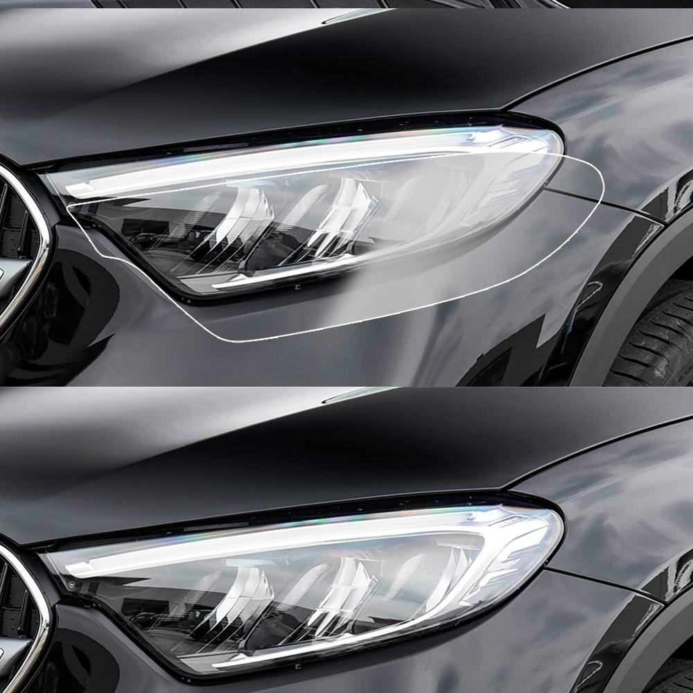 For Mercedes Benz GLA/GLB/GLC/GLK/GLE/GLS Pre-Cut TPU Headlight PPF Smoke Black High Gloss Anti-Scratch Protective Vinyl Wrap