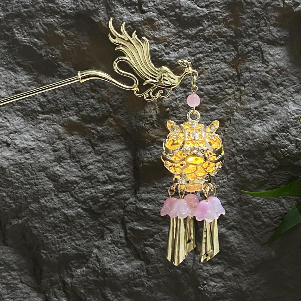 Fermacapelli Lanterna Luminosa di Alta Gamma per Gonne Hanfu - Popolare Accessorio Stile Paesaggistico