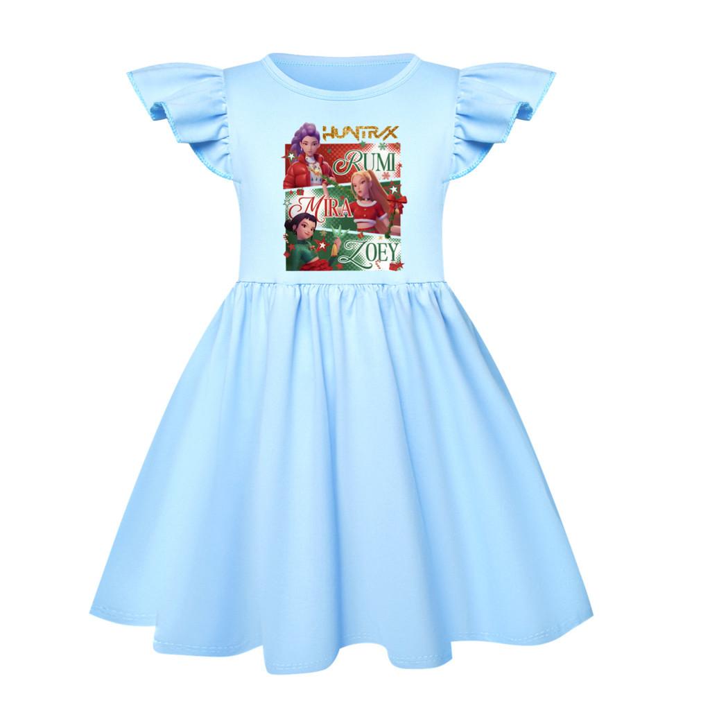 

5181 Детское Рождественское Новогоднее Платье для Девочек Мира Зои Руми С Принтом Рюши Короткие Рукава Повседневное 150cm