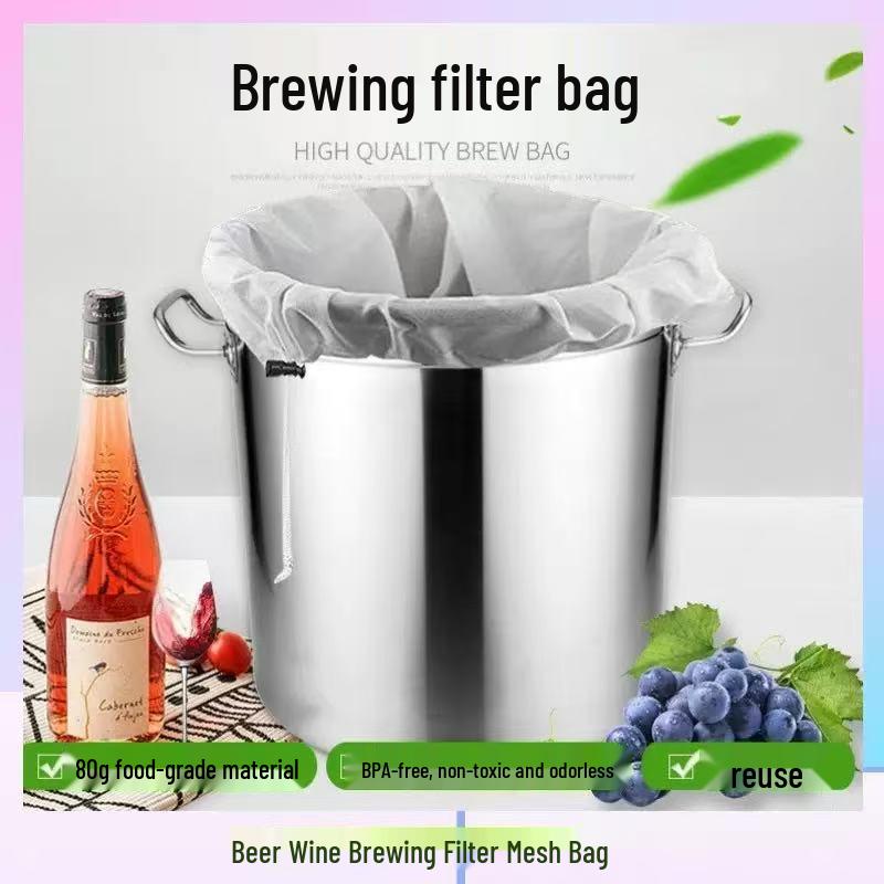 Multi-Use Filter Mesh Bag for Brewing, Nut Milk, Wine, and Coffee