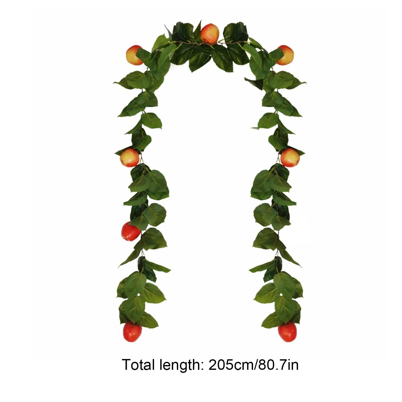 

205cm Artificial Apple Fruit with Leaf Rattan Simulated Plants Vine Home Craft Courtyard Wedding Atmosphere Decorative Display м ята зелений колір