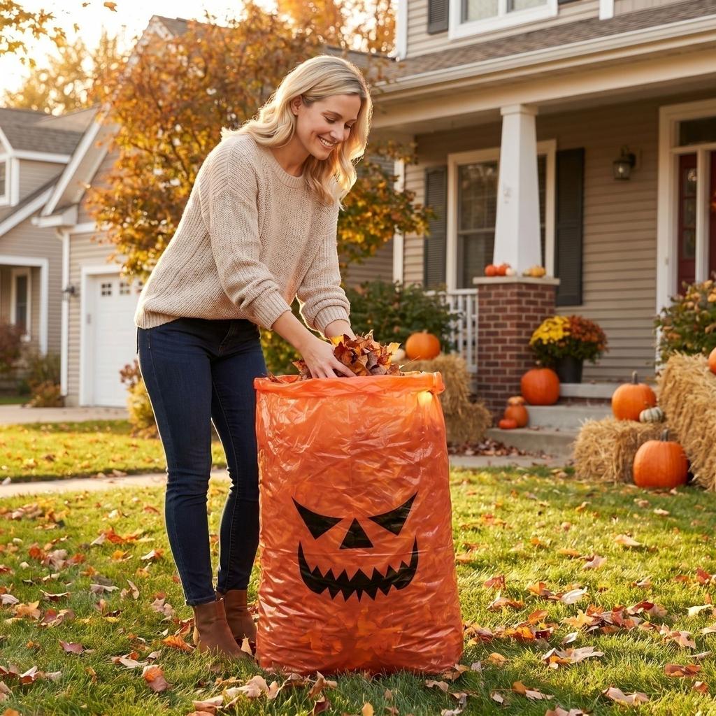 Halloween Leaf Bag for Fall Yard and Outdoor Decor Storage