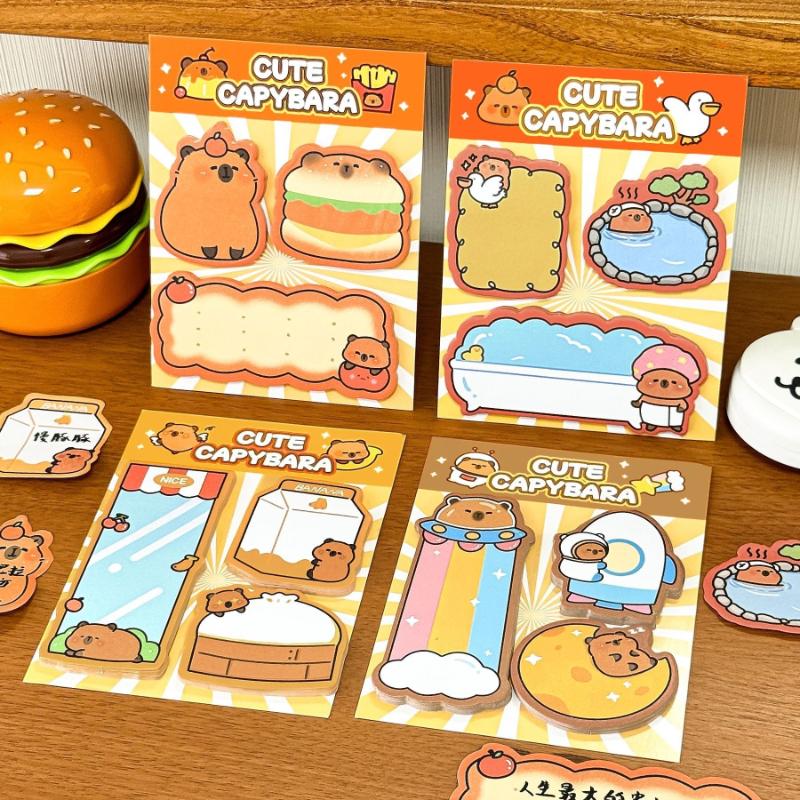 Office School Supplies Combination Student Cute Message N Times Cartoon Girl Heart Capybara Sticker Memo Pad Kawaii Stationery