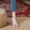 Coarse-heeled sandals female 2025 summer new French medium-heeled rhinestone fairy with skirt silver word with high heels
