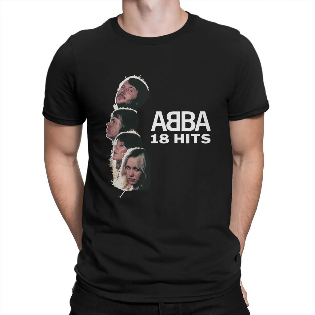18 hits Man's TShirt A-ABBA Band O Neck Short Sleeve 100% Cotton T Shirt Funny Top Quality Gift Idea