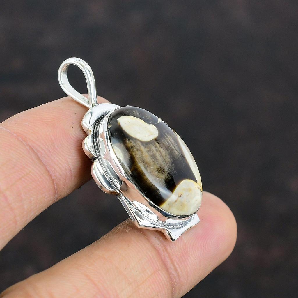 Peanut Wood Jasper Pendant Natural Gemstone Pendant 925 Sterling Silver Pendant Handmade Dainty Jewelry Gift For Women Healing Stone Pendant
