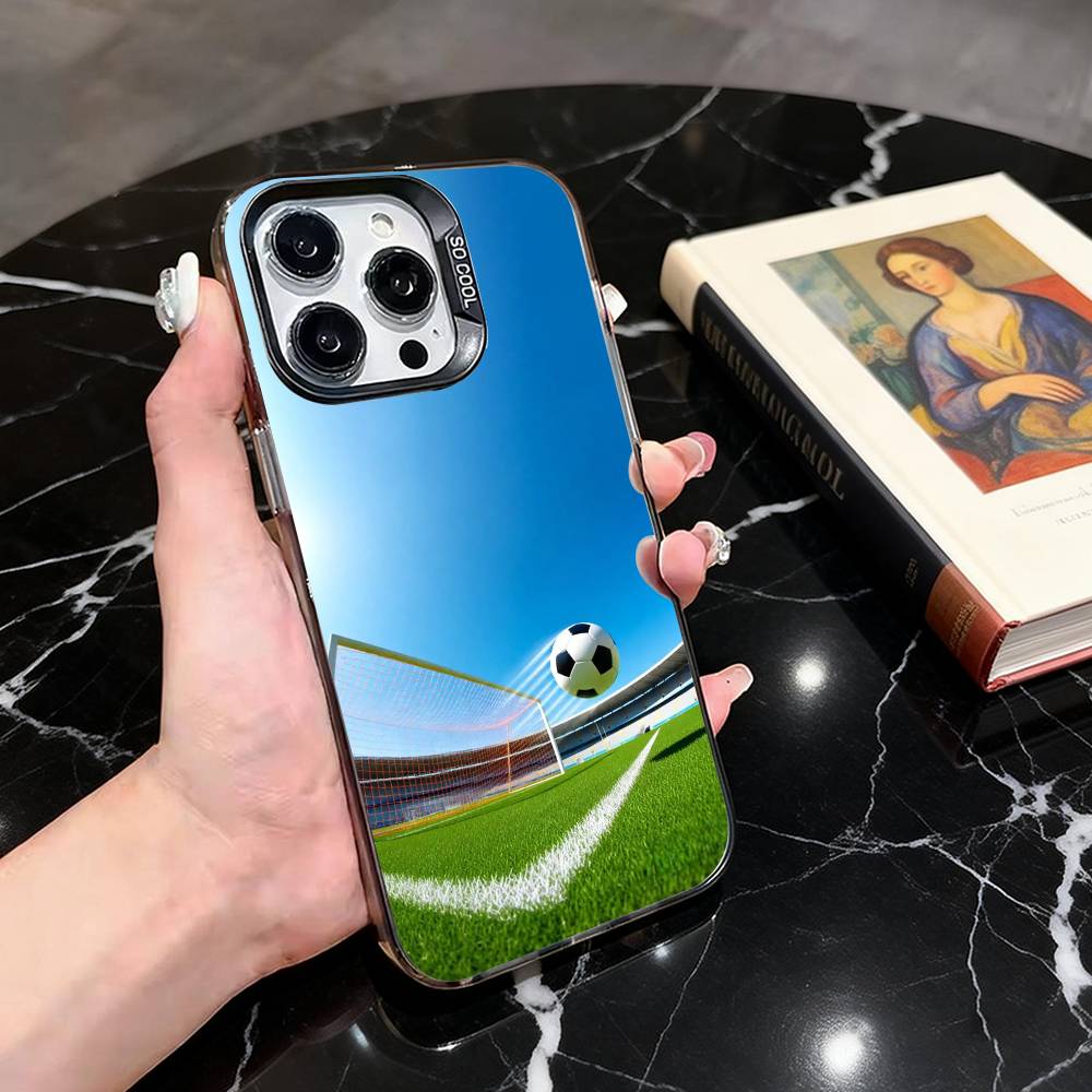 

F-Football and G-Green P-Pitch Phone Case For iPhone 17,16,15,14,13,12,11 Plus,Pro Max,XS,Colorful Silver Phone case Funda Cover iPhone13PROMAX