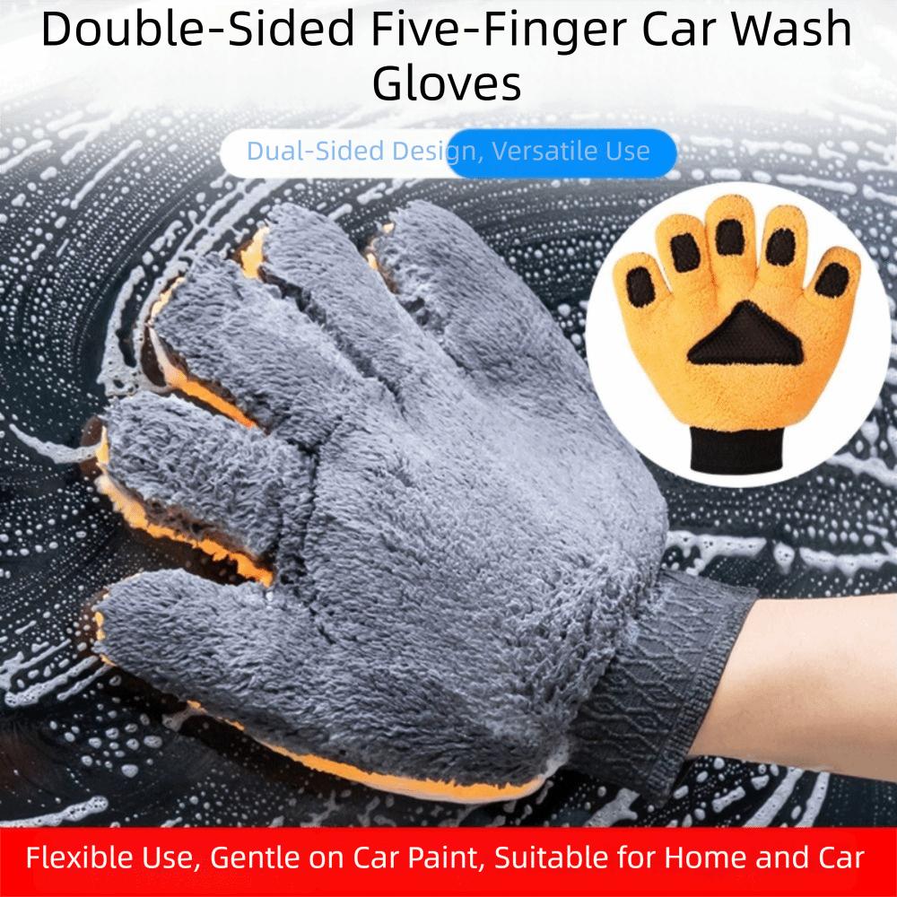 Five-Finger Cleaning Gloves Coral Fleece Car Cleaning Brush Cleaning Brush Gloves  Auto Cleaning