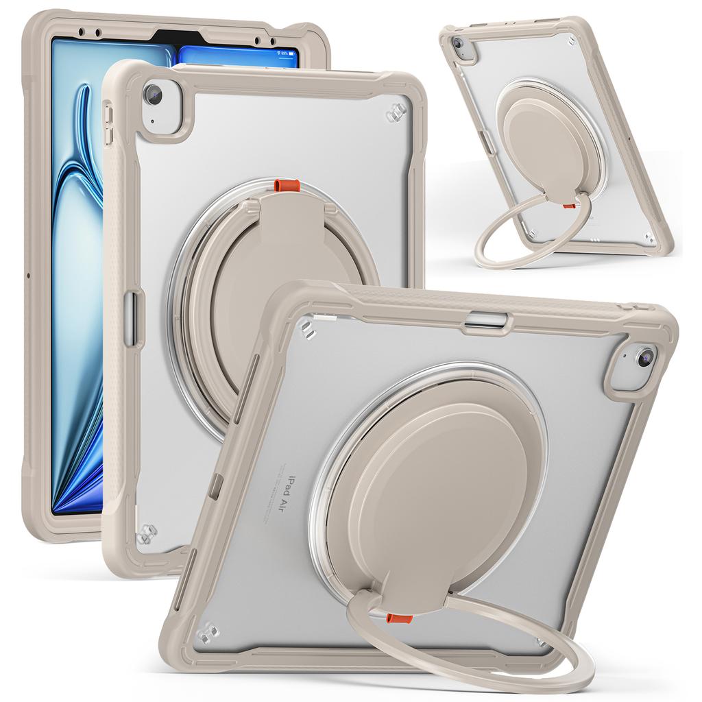 For iPad Air 13 (2025)/(2024)/Pro 12.9 (2022)/(2021)/(2020)/(2018) Case Rotary Kickstand PC+TPU+Silicone Tablet Cover
