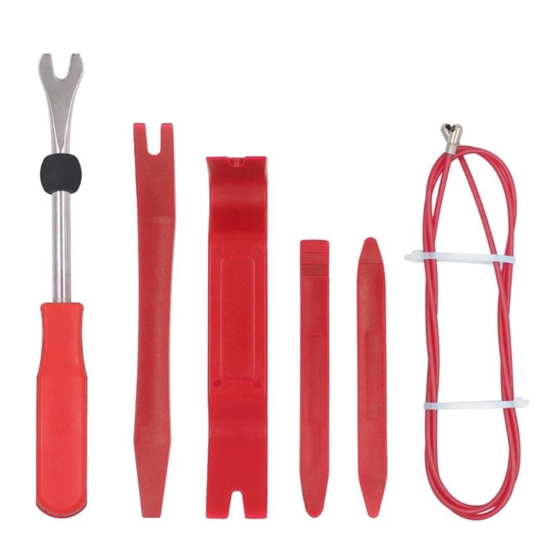 

6pcs Automotive Interior Trim Removal Kit Featuring Not Marring Tip Universal for Dashboard Repair Sound System Fixes красный