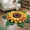 Yousheng 3D Sunflower Floral Plush Rug Non-Slip Backing Easy To Clean Various Sizes Living Room Rug Home Decor
