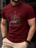 Summer Unisexs 100 Pure Cotton Casual Fashionable Loose Retro Compass Mountain Pattern Printed Round Neck Short Sleeved Tshirt