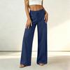 Women High Waist Loose Fit Trousers Drawstring Wide Leg Pants Elastic Waistband Casual Office Style Lightweight Fabric