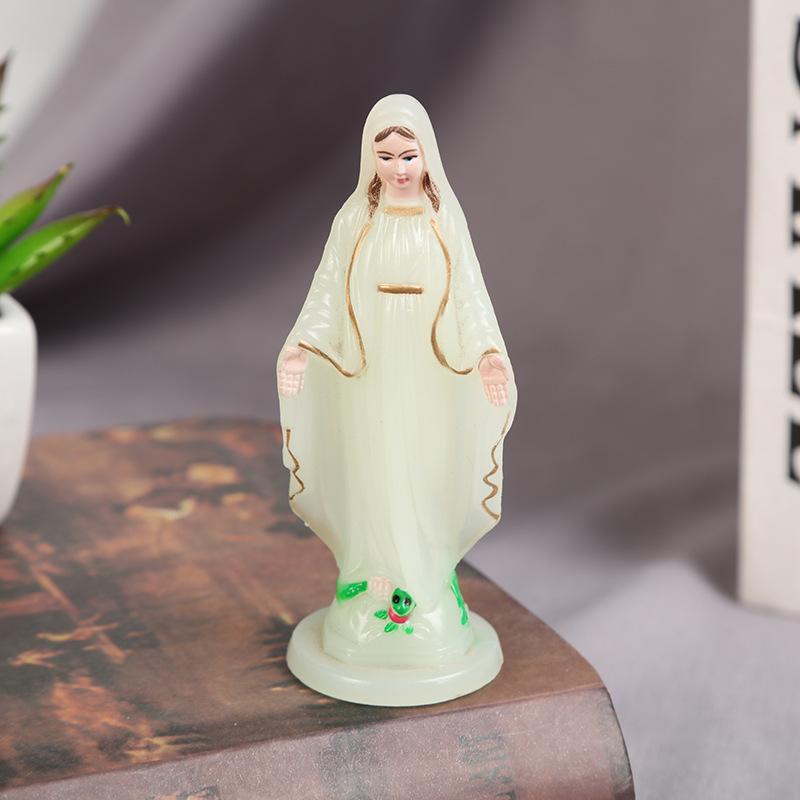 Plastic Blue Handmade Mary Statue Christmas Home Decoration Gift Detailed Tabletop Ornament