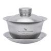 Boundless Voyage Titanium Gaiwan 130ml Chinese Portable Tea Set for with Storage Crystal Silver Ti3144D Double-Walled Teacup, Heat-Resistant,