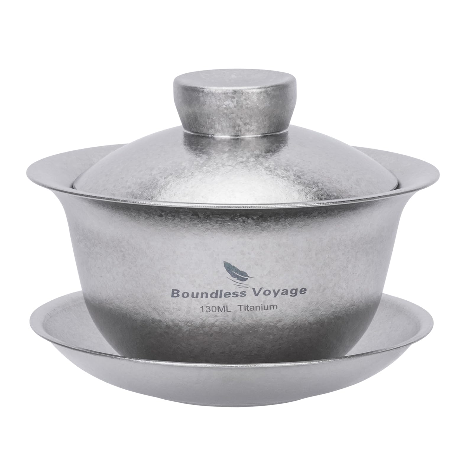 

Boundless Voyage Titanium Gaiwan 130ml Chinese Portable Tea Set for with Storage Crystal Silver Ti3144D Double-Walled Teacup, Heat-Resistant,