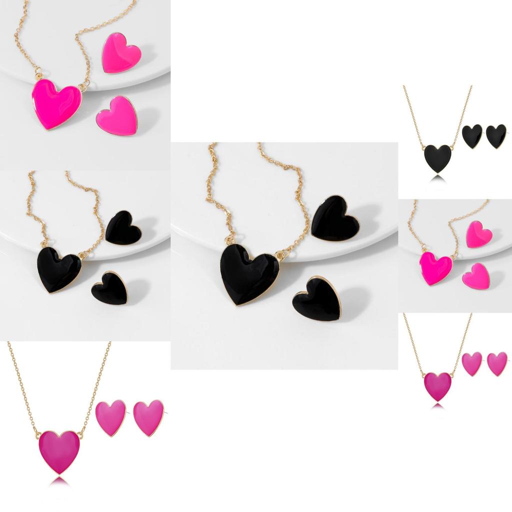 Elegant Geometric Design Necklace And Earring Set In Blue And Black Colors