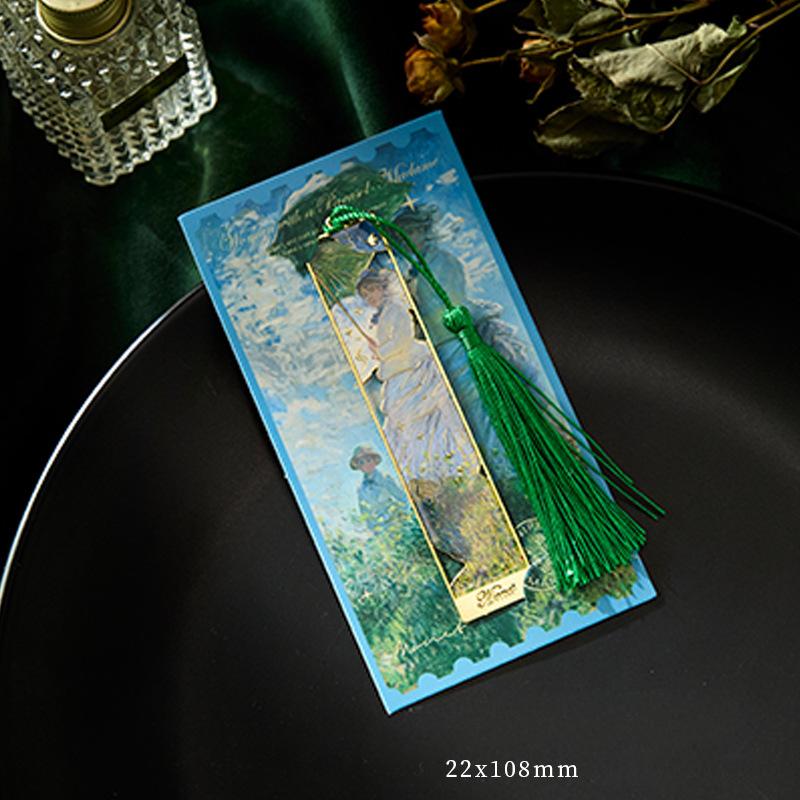 New Retro Floral Painting Hollow Metal Bookmark Bronzing Bookmark With Tassel Stationery Gifts For Book Club Reader